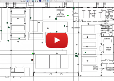 User interface showing real-time movement of employees on the factory floor